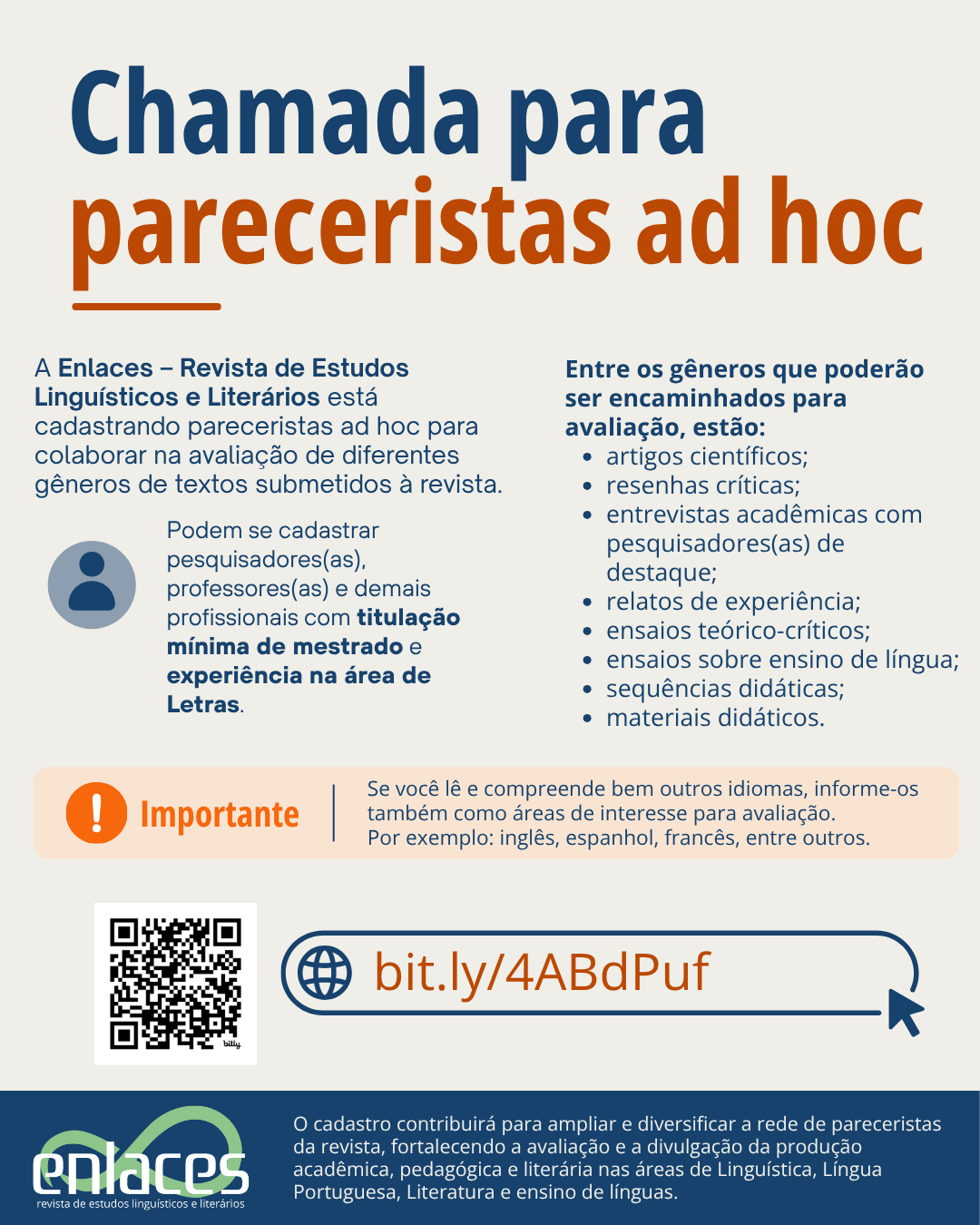 Chamada para pareceristas ad hoc